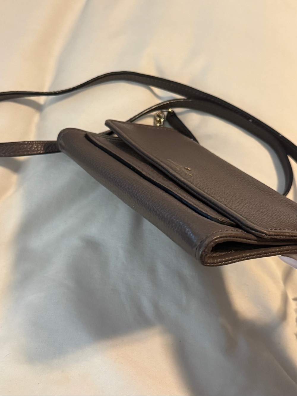 kate spade taupe brown leather crossbody wallet - Picture 4 of 12